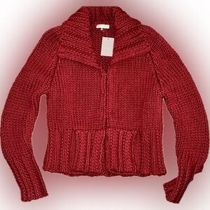 Ecru NWT Deep Red Chunky Knit Cardigan